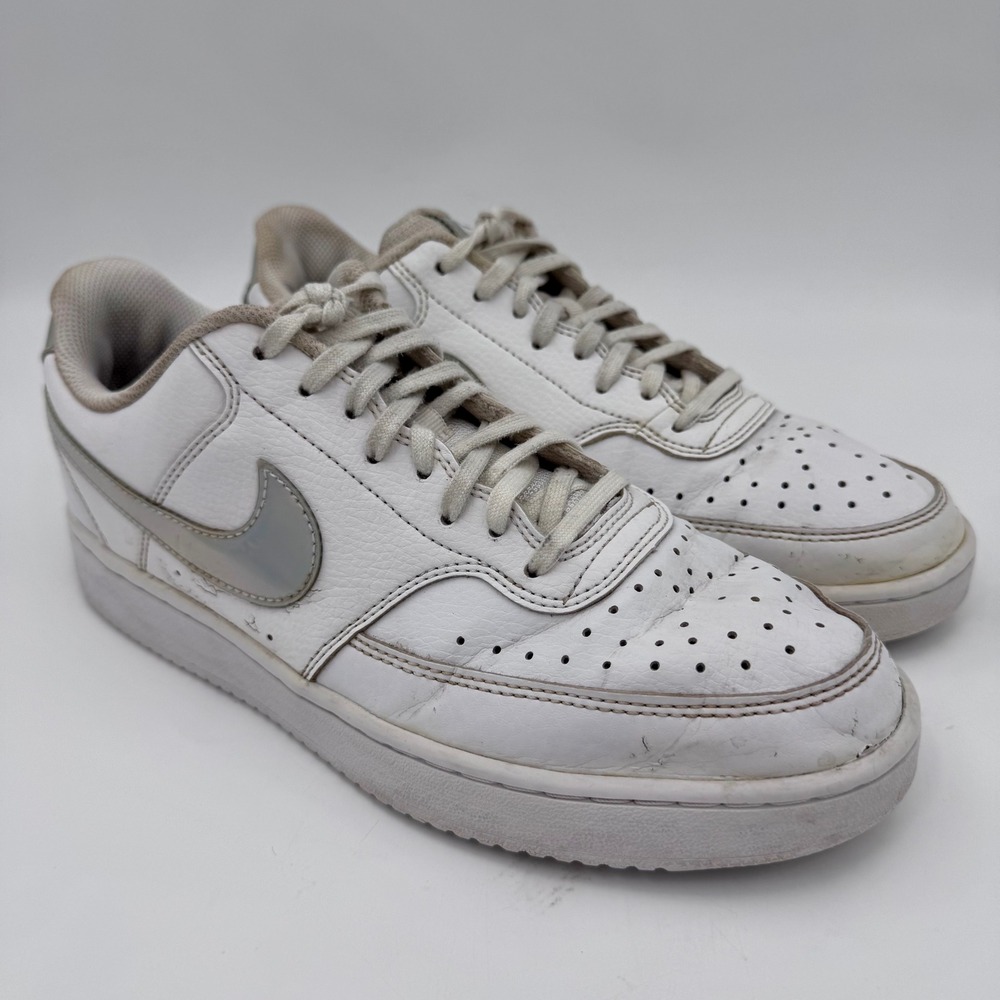 Nike Court Vision Low Womens 10 White Silver Iridescent Sneakers CD5434-111